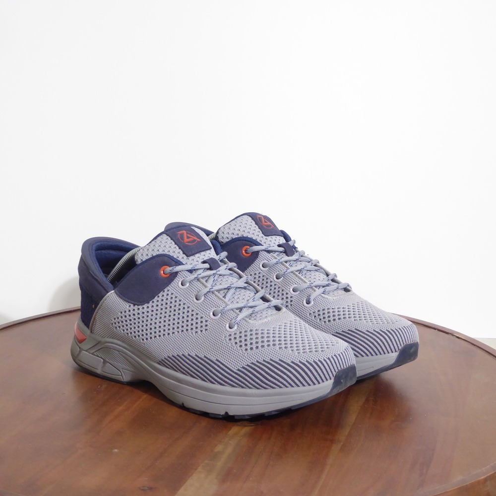 Zeba Mens Steel Onyx Hands-Free Walking Sneakers Gray Blue Knit Slip On Size 11